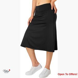 Polyester Spandex Midi Skorts with Zipper Pockets for Activewear